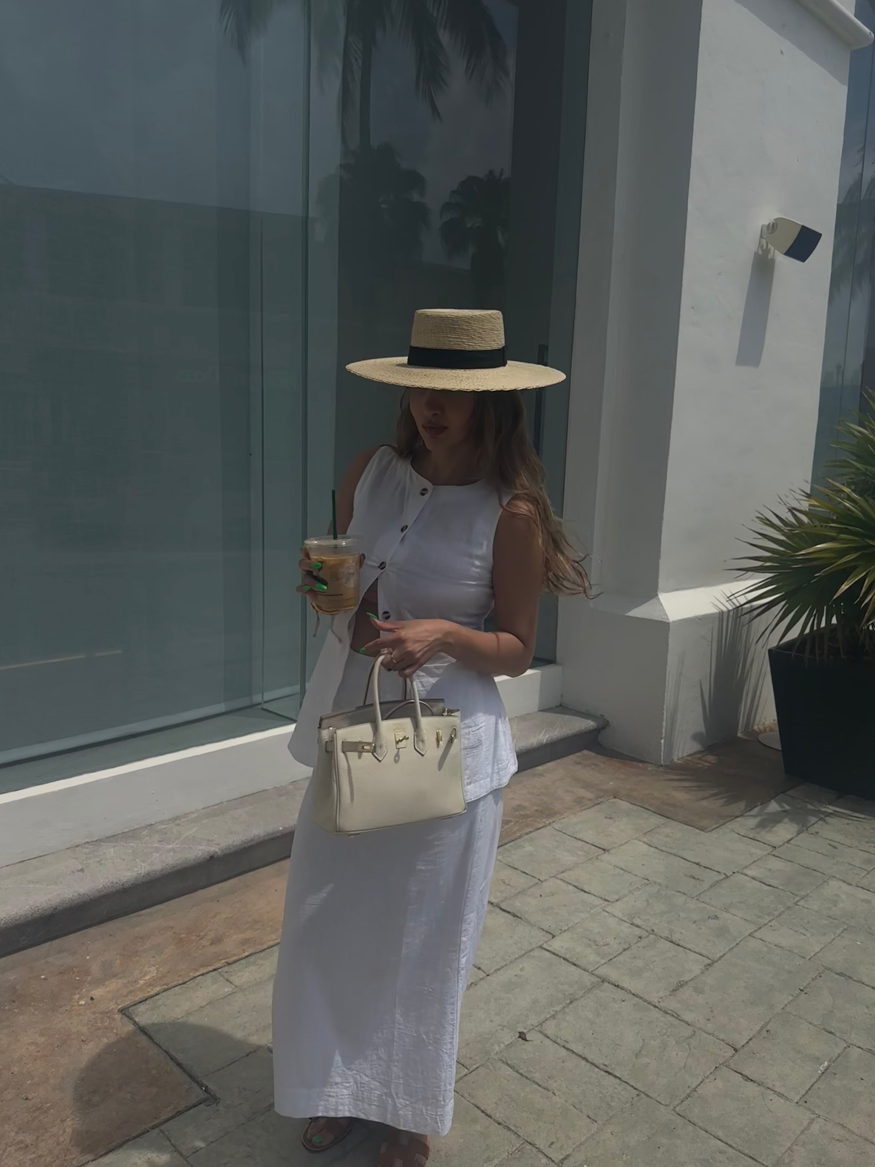 White vest and skirt summer set