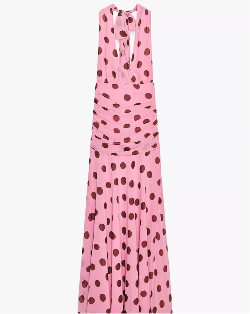 Pink polka dot Maxi Dress