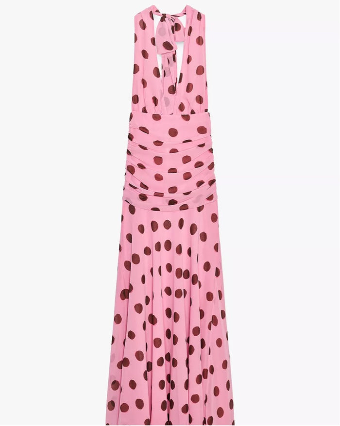 Pink polka dot Maxi Dress