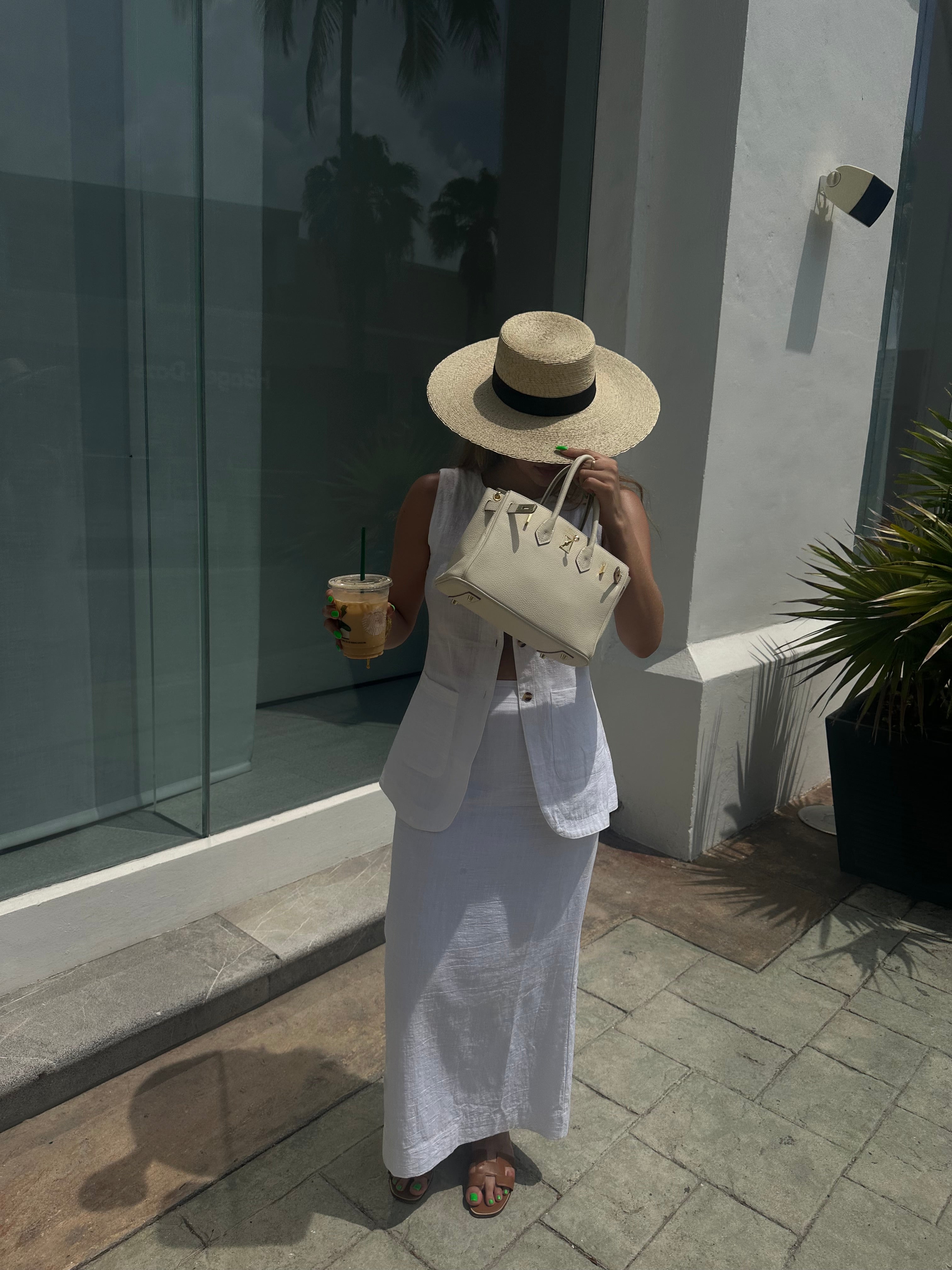 White vest and skirt summer set