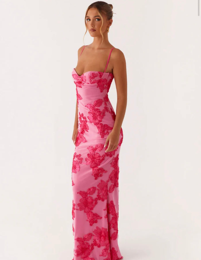 Pink Maxi Flower Dress