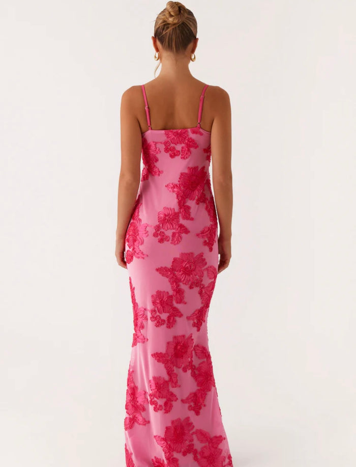 Pink Maxi Flower Dress
