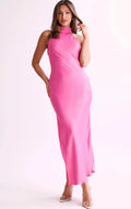 Halter Satin Maxi Dress