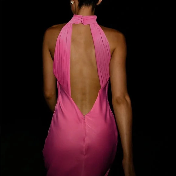 Halter Satin Maxi Dress