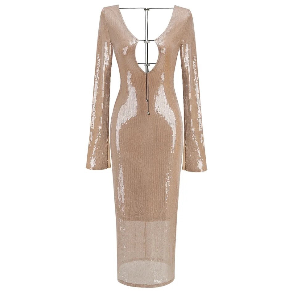 Mermaid nude sequiened dress