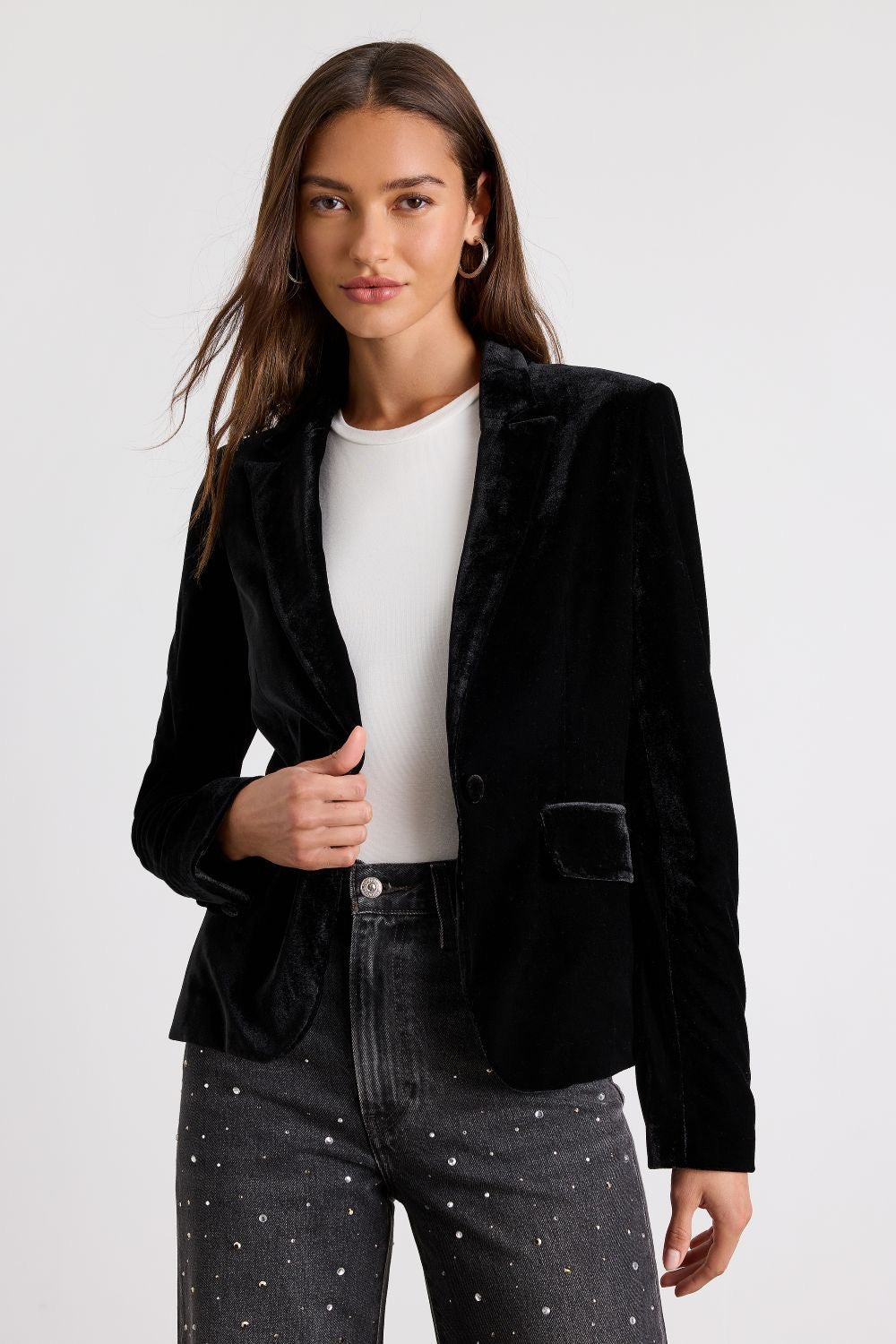 Black oversized velvet Zara blazer