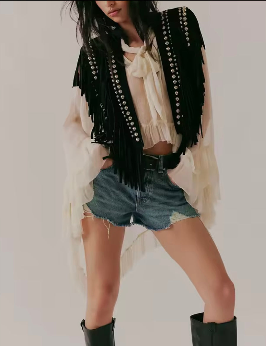 Fringe suede vest