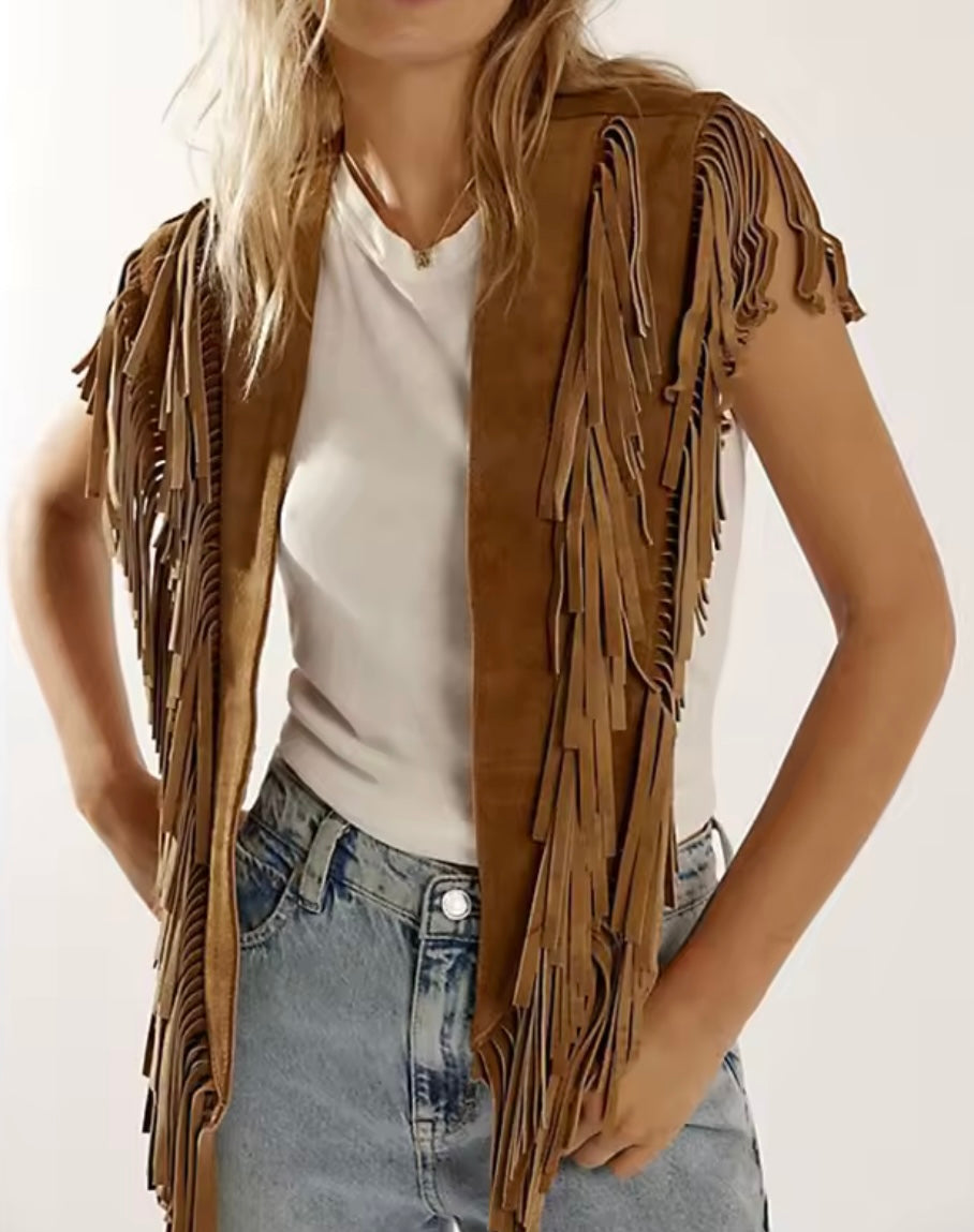 Fringe suede vest