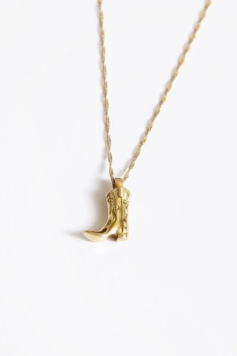 Gold Cowgirl boot necklace